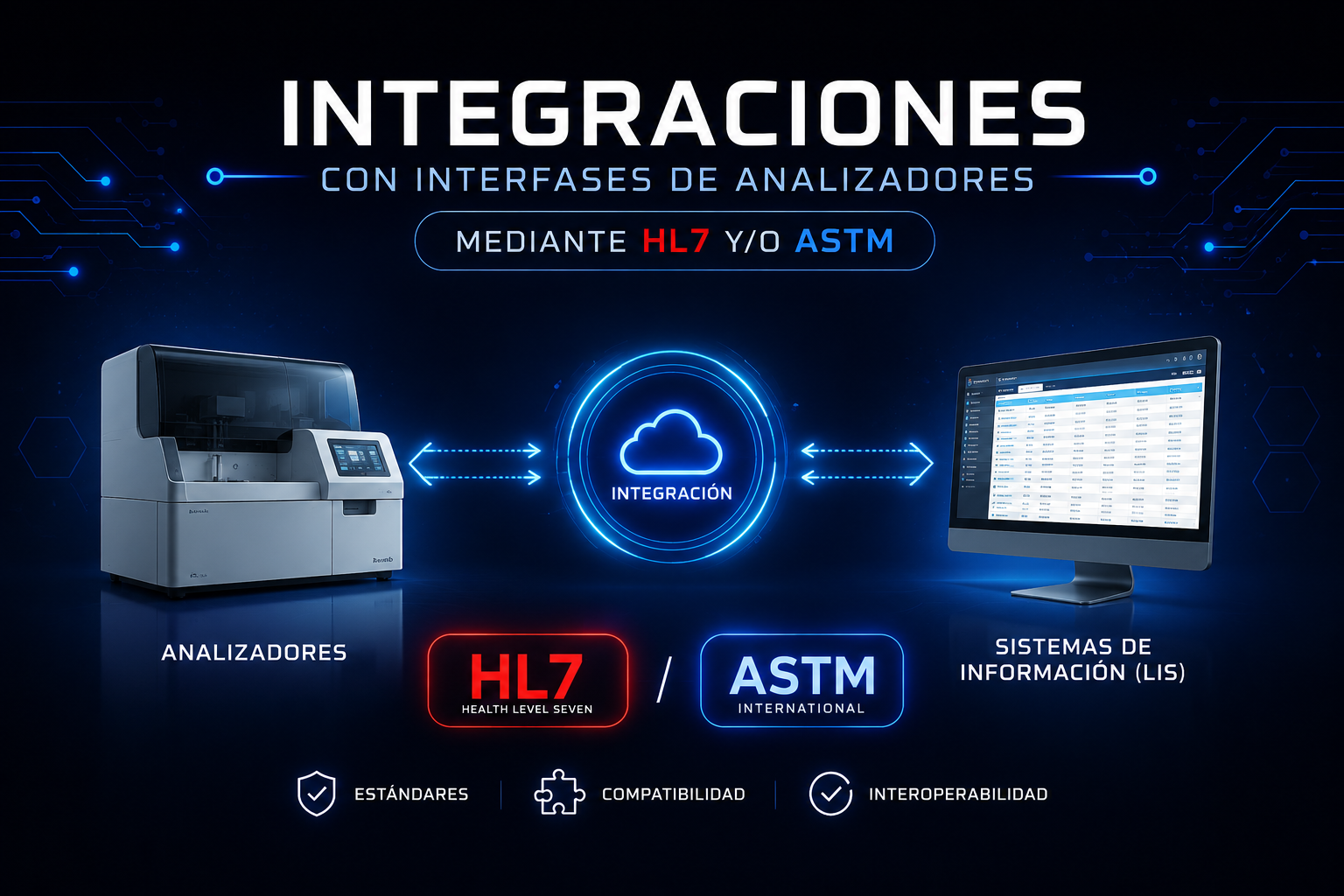 Integraciones con interfases de analizadores mediante HL7 y ASTM — analizadores, sistemas LIS, estándares e interoperabilidad